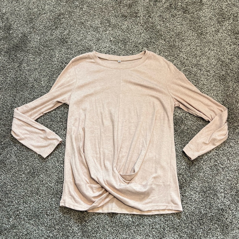 Women's Twist-Front Long Sleeve Top - Blush